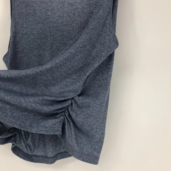 Nike Light Grey  Blue Yoga Ruched scoop neck Tank Top low back LG - Picture 11 of 15
